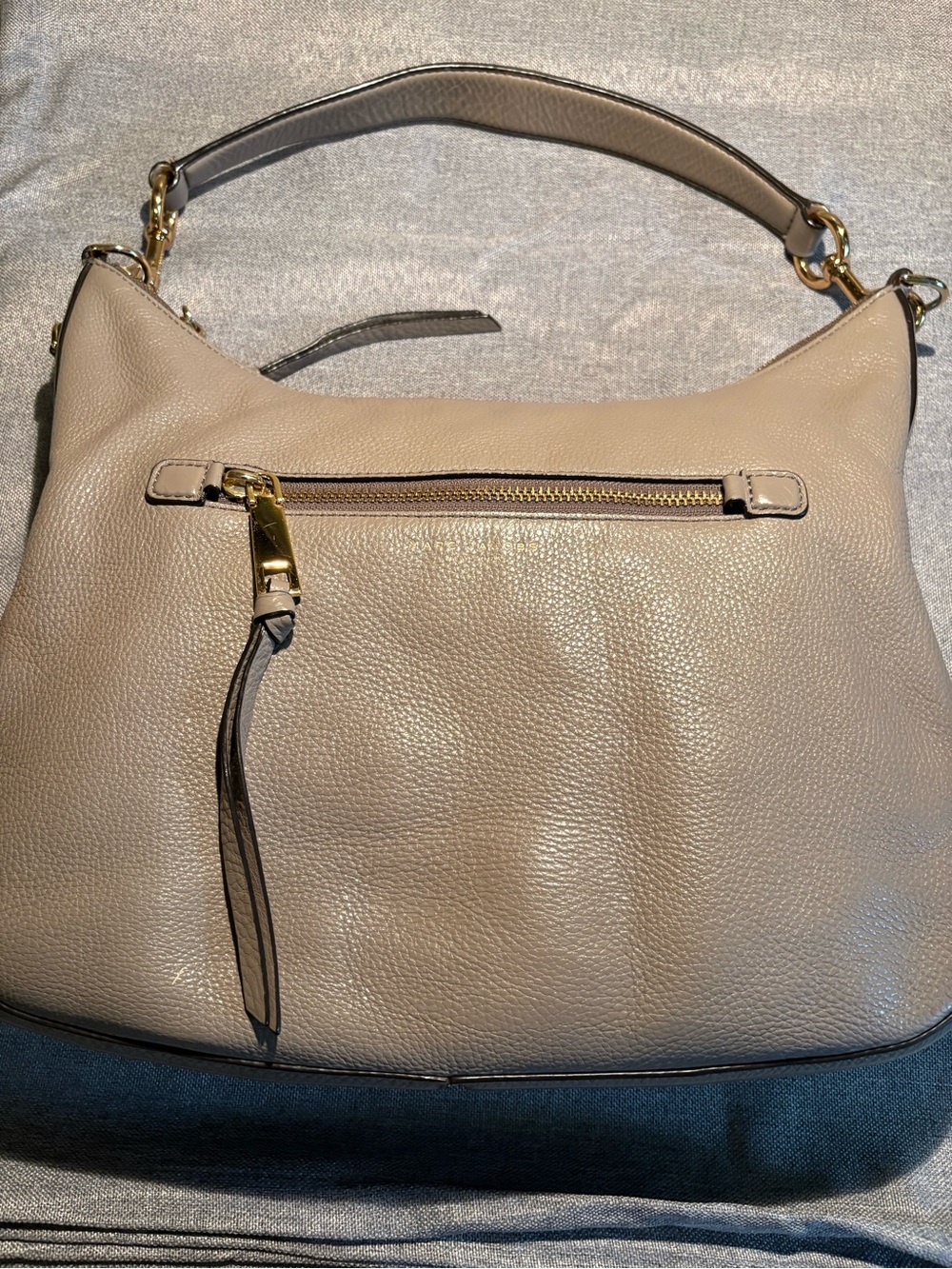 Marc Jacob’s Taupe Leather Shoulder Bag with Gold Hardware